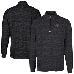 Tampa Bay Buccaneers Cutter & Buck Big & Tall Traverse Eco Camo Tri-Blend DryTec Quarter-Zip Jacket Black | NFL