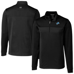 Detroit Lions Cutter & Buck Traverse Eco Stripe Tri-Blend DryTec Quarter-Zip Jacket Black | NFL