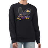 Los Angeles Lakers G-III 4Her by Carl Banks Women's Leopard Heart Fleece Pullover Sweatshirt Black - NBA