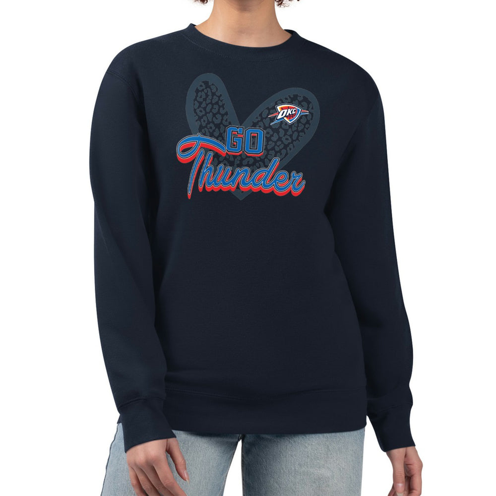 Oklahoma City Thunder G-III 4Her by Carl Banks Women's Leopard Heart Fleece Pullover Sweatshirt Navy - NBA
