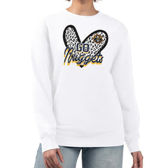 Denver Nuggets G-III 4Her by Carl Banks Women's Leopard Heart Fleece Pullover Sweatshirt White - NBA