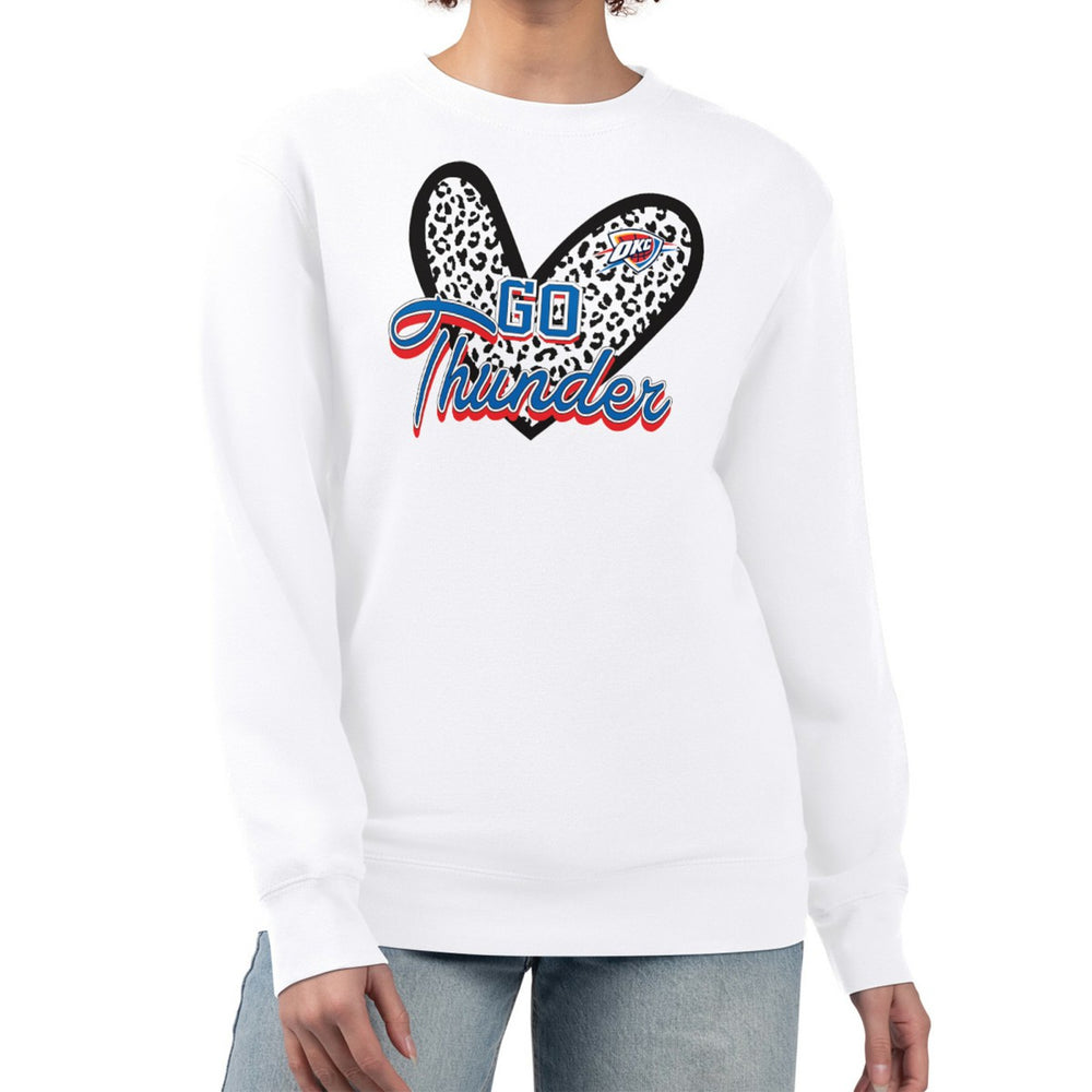 Oklahoma City Thunder G-III 4Her by Carl Banks Women's Leopard Heart Fleece Pullover Sweatshirt White - NBA
