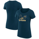 Indiana Pacers G-III 4Her by Carl Banks Women's Super-Slim Fit Lightweight Leopard Heart T-Shirt Navy - NBA