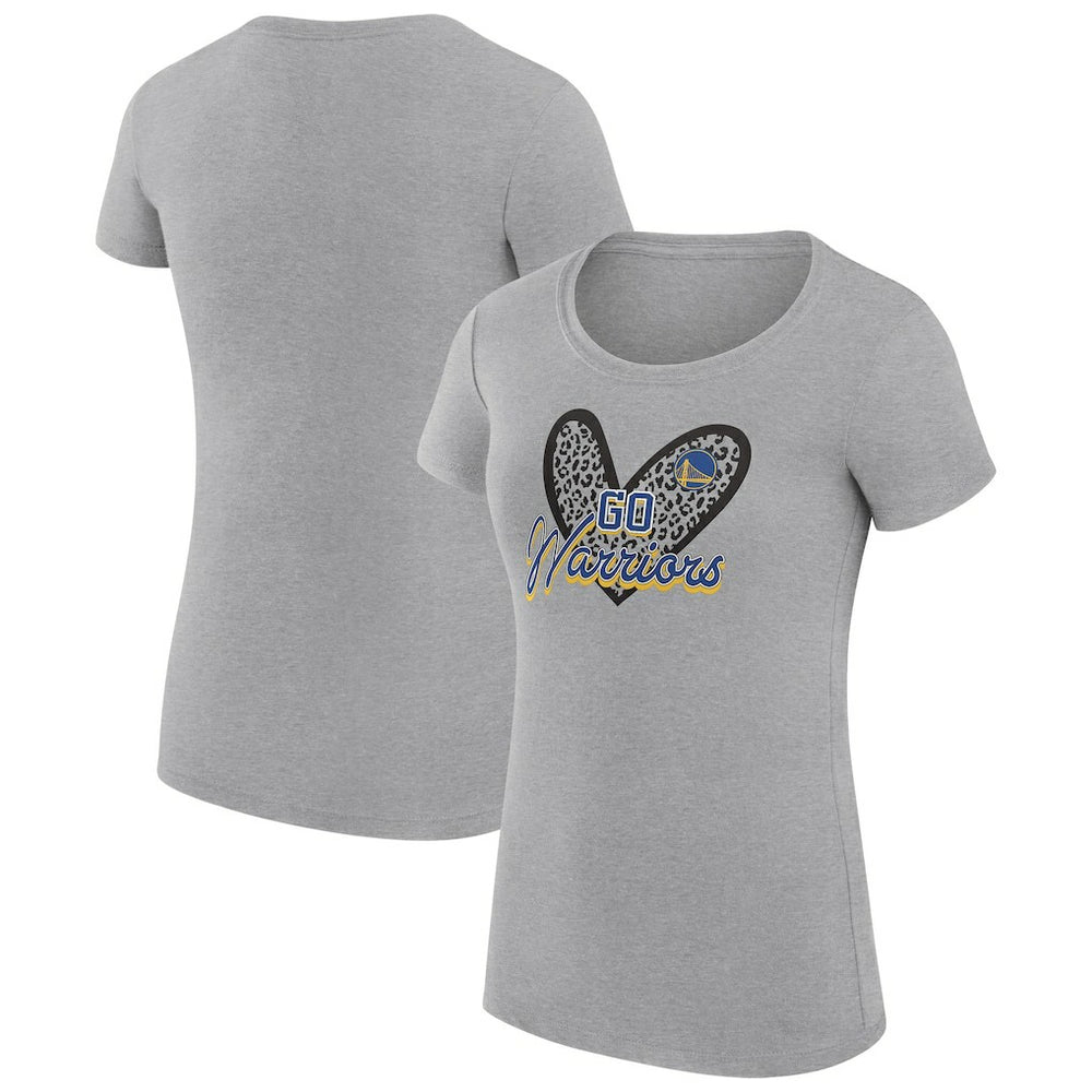Golden State Warriors G-III 4Her by Carl Banks Women's Super-Slim Fit Lightweight Leopard Heart T-Shirt Heather Gray - NBA