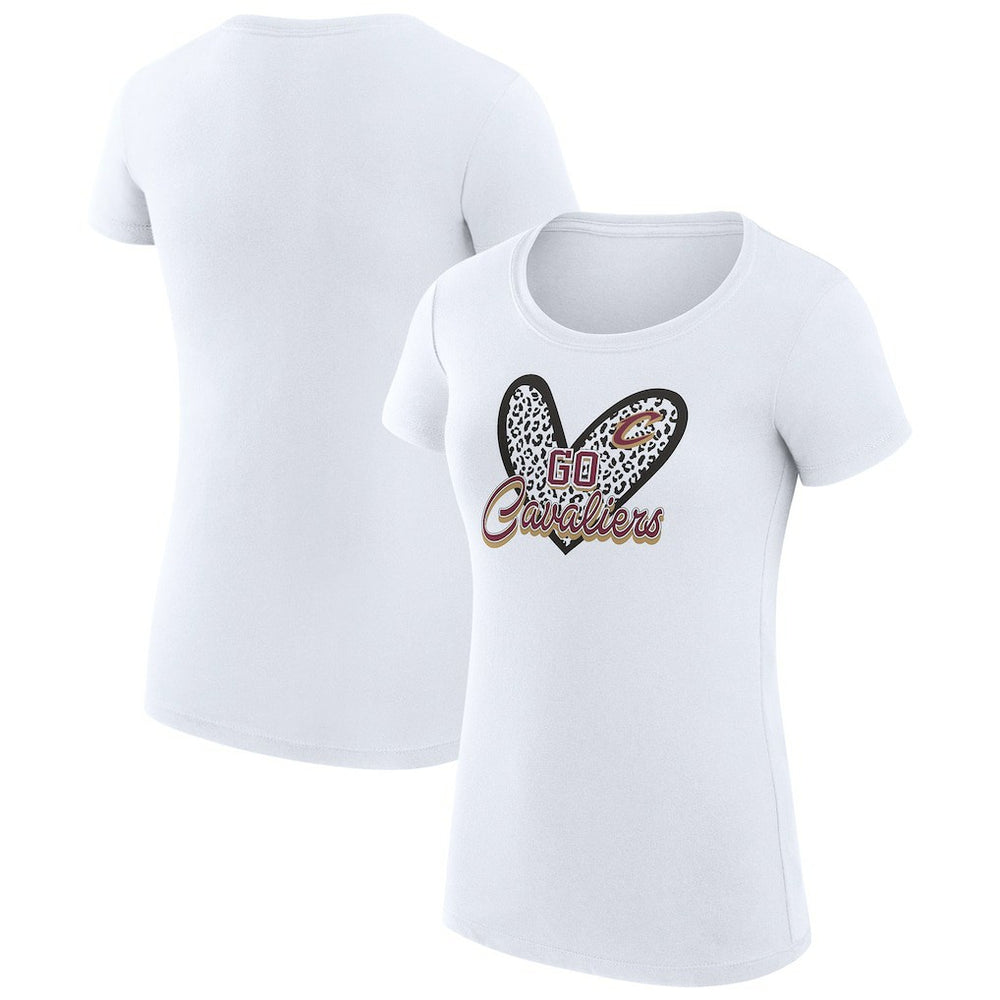 Cleveland Cavaliers G-III 4Her by Carl Banks Women's Super-Slim Fit Lightweight Leopard Heart T-Shirt White - NBA