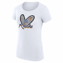 New York Knicks G-III 4Her by Carl Banks Women's Super-Slim Fit Lightweight Leopard Heart T-Shirt White - NBA