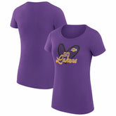 Los Angeles Lakers G-III 4Her by Carl Banks Women's Super-Slim Fit Lightweight Leopard Heart T-Shirt Purple - NBA
