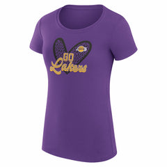 Los Angeles Lakers G-III 4Her by Carl Banks Women's Super-Slim Fit Lightweight Leopard Heart T-Shirt Purple - NBA