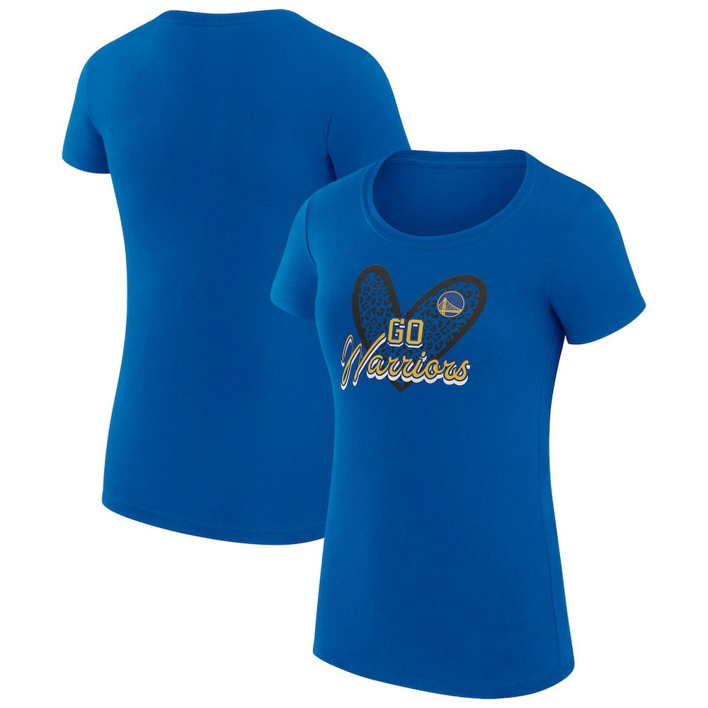 Golden State Warriors G-III 4Her by Carl Banks Women's Super-Slim Fit Lightweight Leopard Heart T-Shirt Royal - NBA