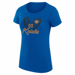 New York Knicks G-III 4Her by Carl Banks Women's Super-Slim Fit Lightweight Leopard Heart T-Shirt Blue - NBA