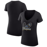 Golden State Warriors G-III 4Her by Carl Banks Women's Super-Slim Fit Lightweight Leopard Heart V-Neck T-Shirt Black - NBA