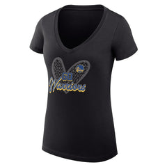 Golden State Warriors G-III 4Her by Carl Banks Women's Super-Slim Fit Lightweight Leopard Heart V-Neck T-Shirt Black - NBA