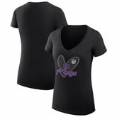 Sacramento Kings G-III 4Her by Carl Banks Women's Super-Slim Fit Lightweight Leopard Heart V-Neck T-Shirt Black - NBA