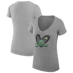 Boston Celtics G-III 4Her by Carl Banks Women's Super-Slim Fit Lightweight Leopard Heart V-Neck T-Shirt Heather Gray - NBA