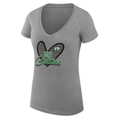 Boston Celtics G-III 4Her by Carl Banks Women's Super-Slim Fit Lightweight Leopard Heart V-Neck T-Shirt Heather Gray - NBA