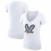 New York Knicks G-III 4Her by Carl Banks Women's Super-Slim Fit Lightweight Leopard Heart V-Neck T-Shirt White - NBA