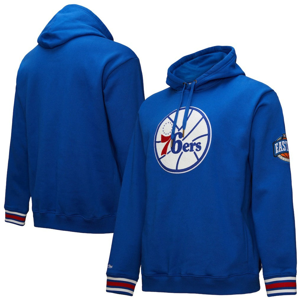 Philadelphia 76ers Chainstitch Applique Vintage Heavyweight Pullover Hoodie Royal - NBA