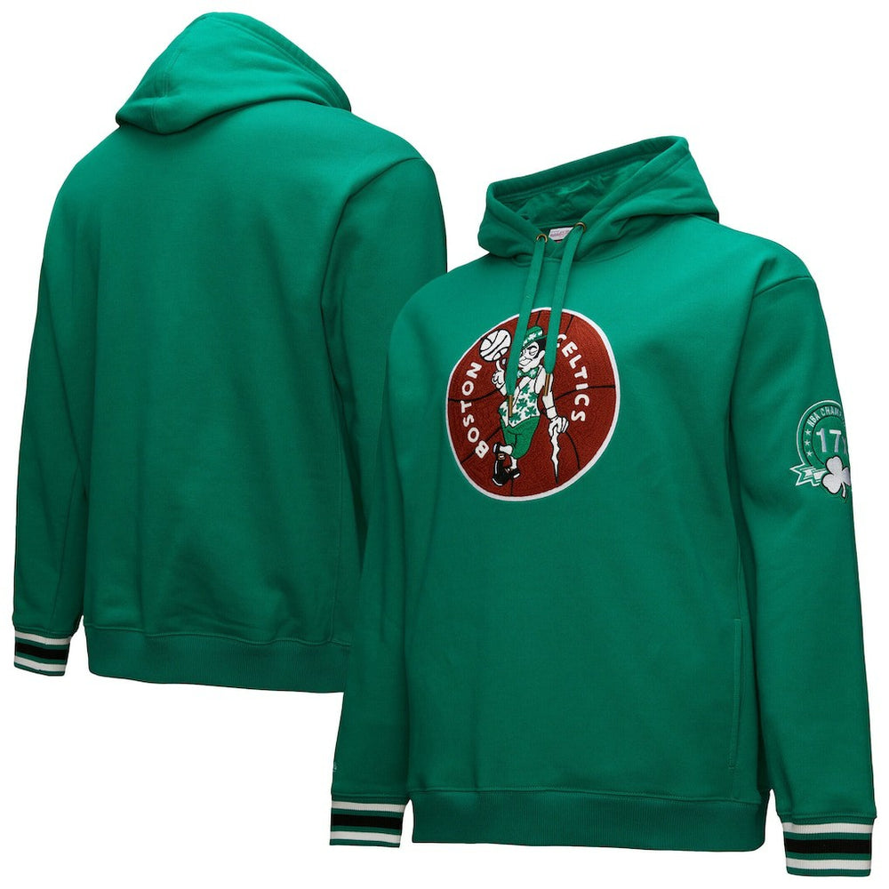 Boston Celtics Chainstitch Applique Vintage Heavyweight Pullover Hoodie Kelly Green - NBA