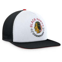 Chicago Blackhawks Fanatics Decades Collection Foam Front Snapback Hat - White/Black - NHL