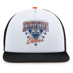 Edmonton Oilers Fanatics Decades Collection Foam Front Snapback Hat - White/Black - NHL