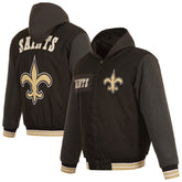 New Orleans Saints JH Design Reversible Twill Hoodie Full-Zip Jacket Black | NFL