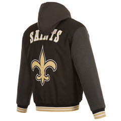 New Orleans Saints JH Design Reversible Twill Hoodie Full-Zip Jacket Black | NFL