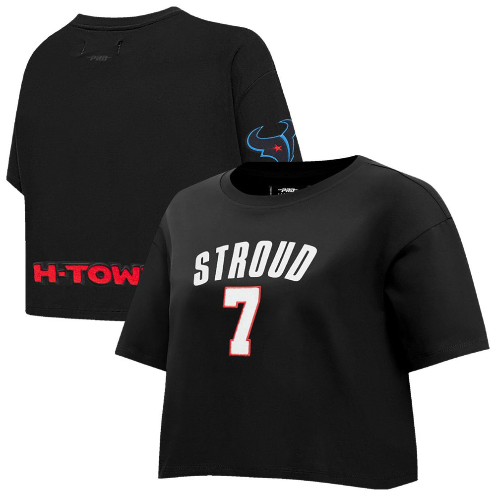 C.J. Stroud Houston Texans Pro Standard Women's Player Name & Number Cropped Boxy T-Shirt Black | NFL