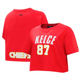 Travis Kelce Kansas City Chiefs Pro Standard Women's Player Name & Number Cropped Boxy T-Shirt Red | NFL