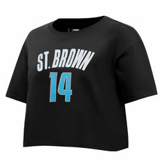 Amon-Ra St. Brown Detroit Lions Pro Standard Women's Player Name & Number Cropped Boxy T-Shirt Black | NFL