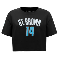 Amon-Ra St. Brown Detroit Lions Pro Standard Women's Player Name & Number Cropped Boxy T-Shirt Black | NFL