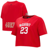 Christian McCaffrey San Francisco 49ers Pro Standard Women's Player Name & Number Cropped Boxy T-Shirt Scarlet | NFL