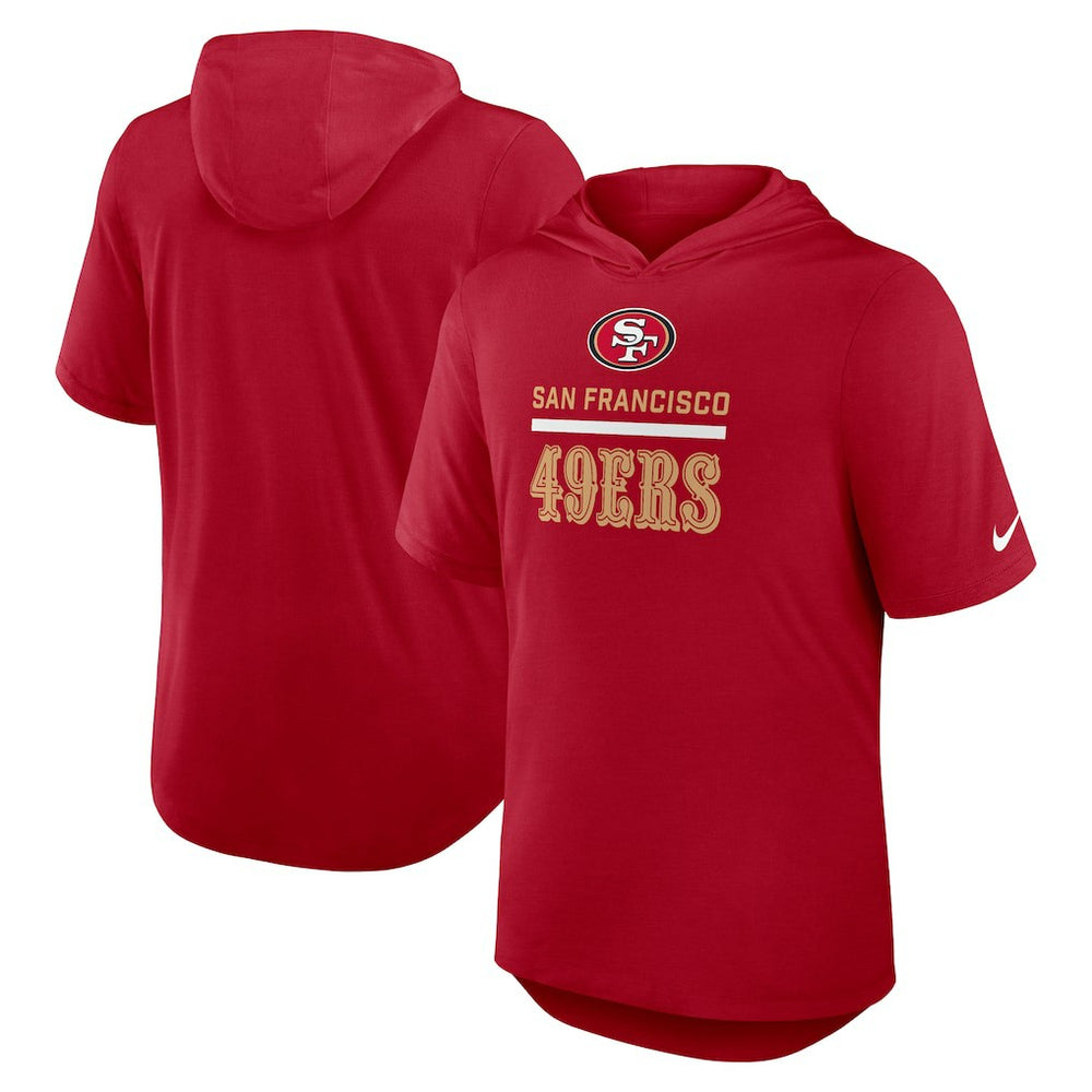 San Francisco 49ers Lockup Tri-Blend Hoodie T-Shirt Scarlet | Nike for Sale