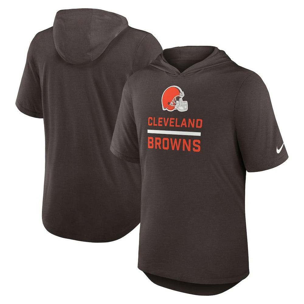 Cleveland Browns Lockup Tri-Blend Hoodie T-Shirt Brown | Nike for Sale