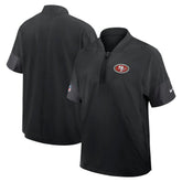 San Francisco 49ers Sideline Short Sleeve Quarter-Zip Dri-FIT Coach Jacket Black | Nike for Sale