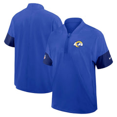 Los Angeles Rams Sideline Short Sleeve Quarter-Zip Dri-FIT Coach Jacket Royal | Nike for Sale