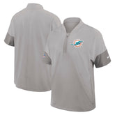 Miami Dolphins Sideline Short Sleeve Quarter-Zip Dri-FIT Coach Jacket Gray | Nike for Sale