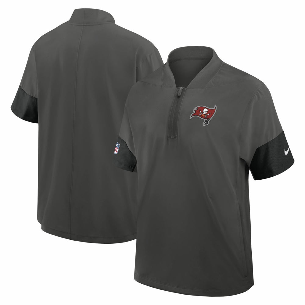 Tampa Bay Buccaneers Sideline Short Sleeve Quarter-Zip Dri-FIT Coach Jacket Pewter | Nike for Sale