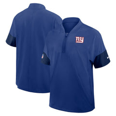 New York Giants Sideline Short Sleeve Quarter-Zip Dri-FIT Coach Jacket Royal | Nike for Sale