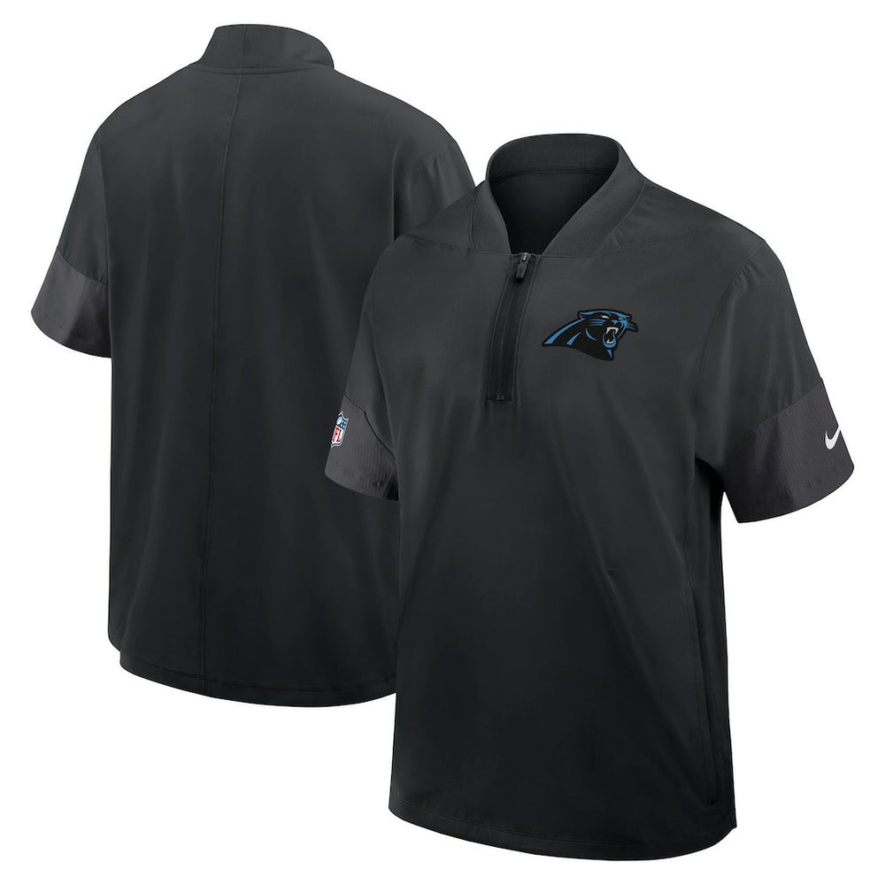 Carolina Panthers Sideline Short Sleeve Quarter-Zip Dri-FIT Coach Jacket Black | Nike for Sale