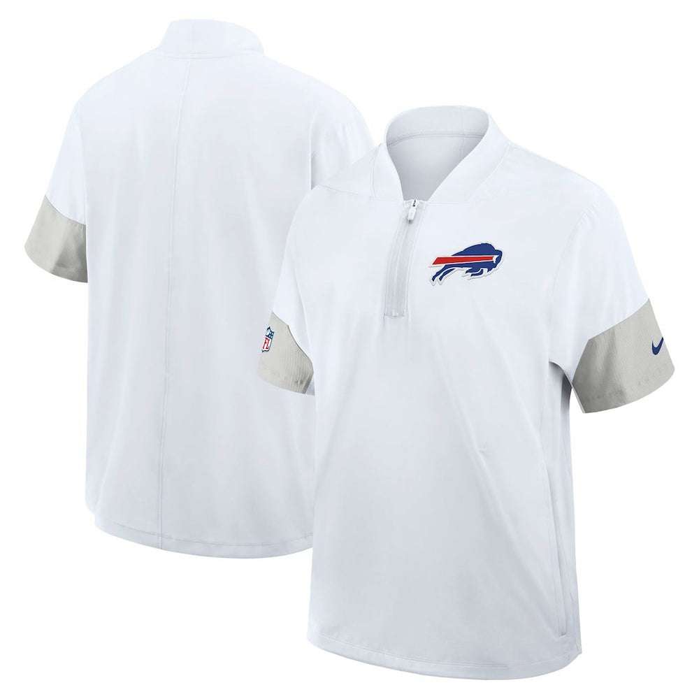 Buffalo Bills Sideline Short Sleeve Quarter-Zip Dri-FIT Coach Jacket White | Nike for Sale