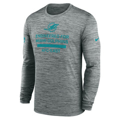 Miami Dolphins Sideline Velocity Performance Long Sleeve T-Shirt - Gray | Nike for Sale
