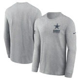 Dallas Cowboys Sideline Dri-FIT Long Sleeve T-Shirt Heather Gray | Nike for Sale