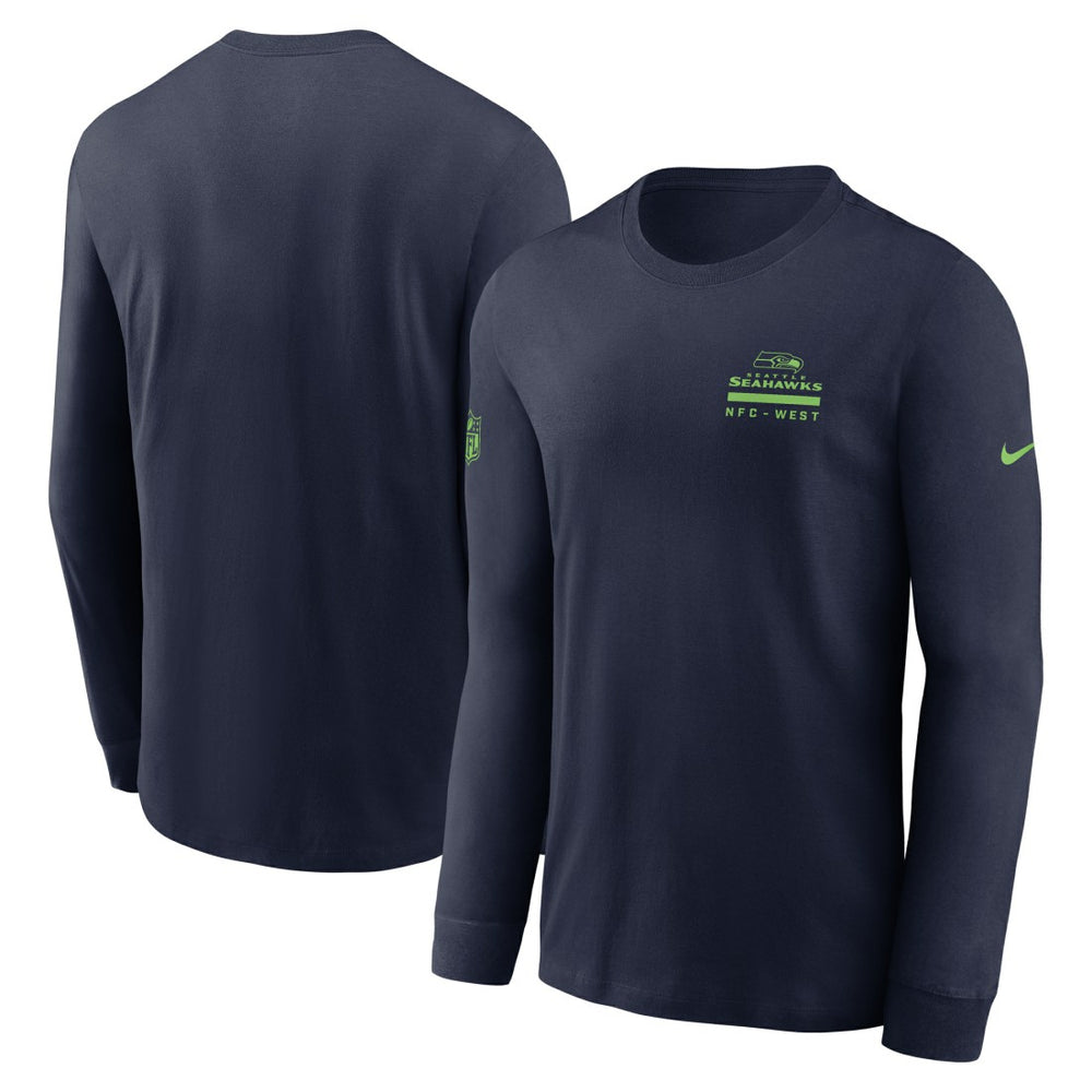Seattle Seahawks Sideline Dri-FIT Long Sleeve T-Shirt College Navy | Nike for Sale