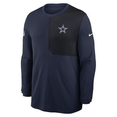 Dallas Cowboys Sideline Coach UV Dri-FIT Long Sleeve Shirt Navy | Nike for Sale
