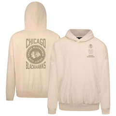 Chicago Blackhawks Levelwear Contact Stamp Pullover Hoodie - Cream - NHL
