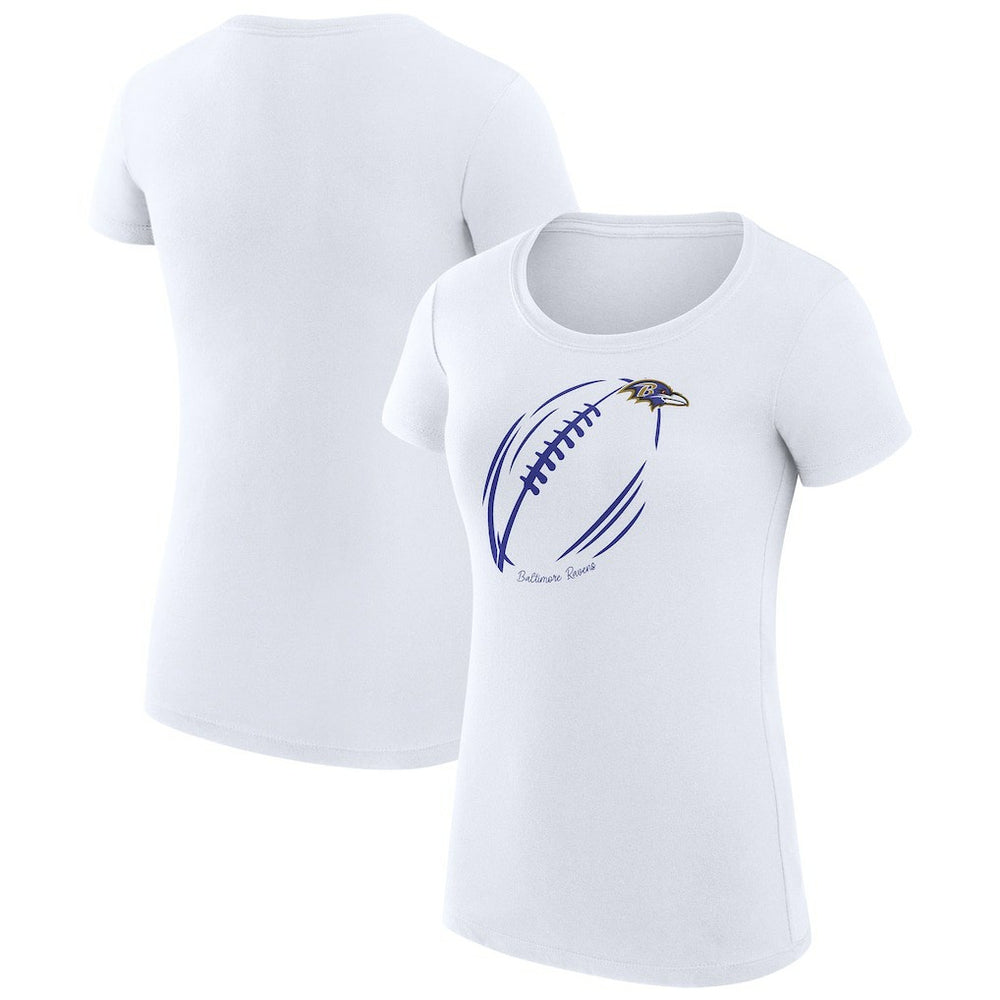 Baltimore Ravens G-III 4Her by Carl Banks Women's Super-Slim Fit Lightweight Subtle Football T-Shirt White | NFL