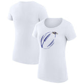 Baltimore Ravens G-III 4Her by Carl Banks Women's Super-Slim Fit Lightweight Subtle Football T-Shirt White | NFL