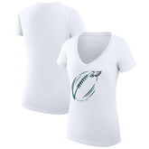Philadelphia Eagles G-III 4Her by Carl Banks Women's Super-Slim Fit Lightweight Subtle Football V-Neck T-Shirt White | NFL