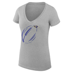 Baltimore Ravens G-III 4Her by Carl Banks Women's Super-Slim Fit Lightweight Subtle Football V-Neck T-Shirt Heather Gray | NFL
