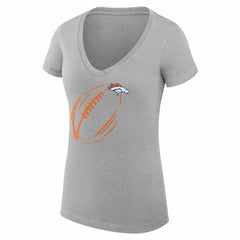Denver Broncos G-III 4Her by Carl Banks Women's Super-Slim Fit Lightweight Subtle Football V-Neck T-Shirt Heather Gray | NFL